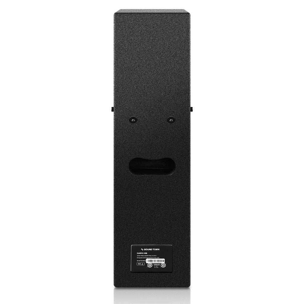 Sound Town CARPO-V5B-R Passive Wall-Mount Column Mini Line Array Speakers with 4 x 5” Woofers, Black for Live Event, Church, Conference, Lounge, Installation, Refurbished - Back Panel
