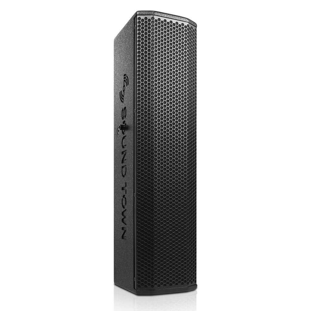 Sound Town CARPO-V5B Passive Wall-Mount Column Mini Line Array Speakers with 4 x 5” Woofers, Black for Live Event, Church, Conference, Lounge, Installation - Right Panel