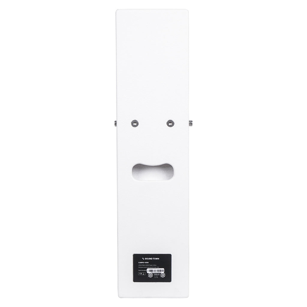 Sound Town CARPO-V5W12 Passive Wall-Mount Column Mini Line Array Speakers with 4 x 5” Woofers, White for Live Event, Church, Conference, Lounge, Commercial Audio Installation - Side Panel