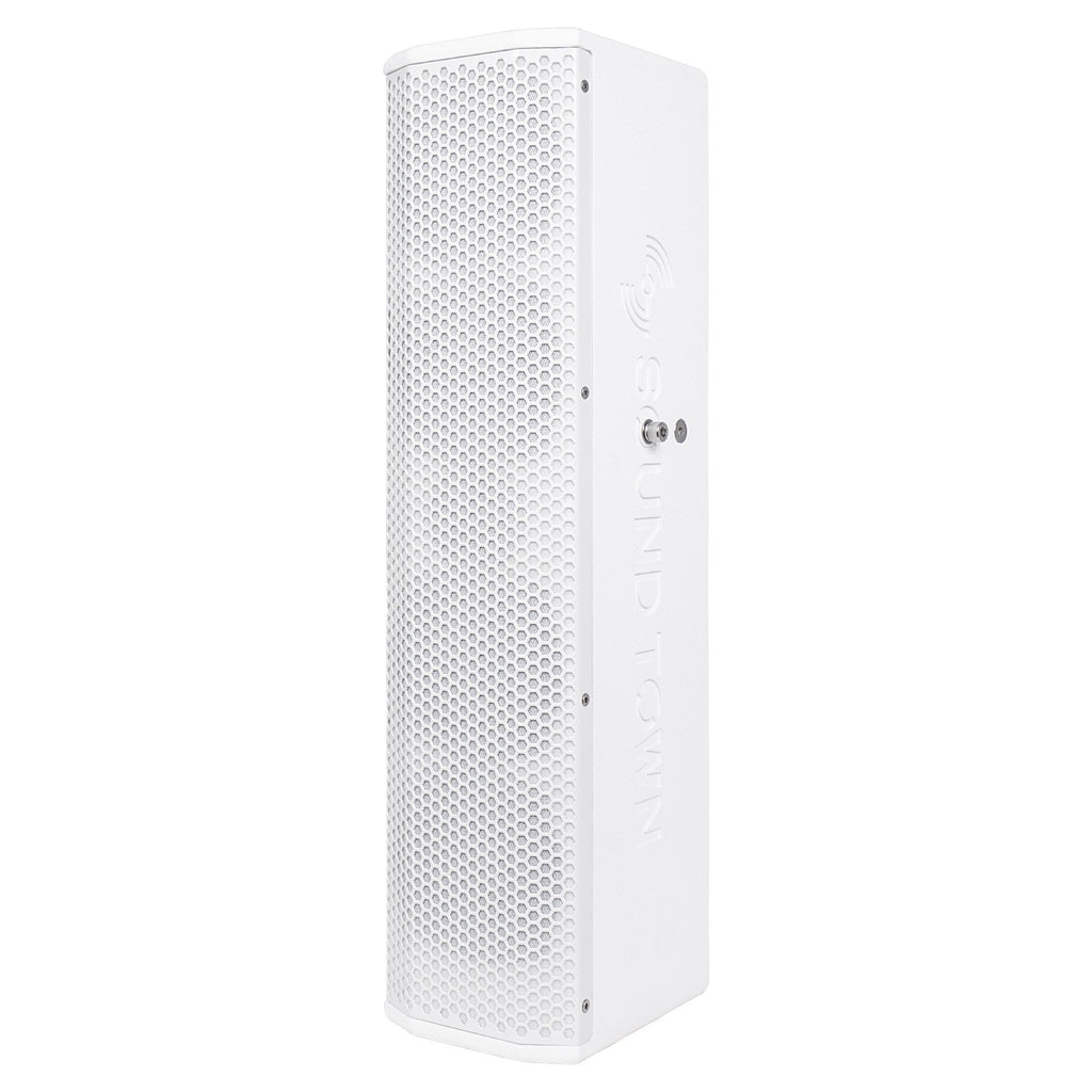 Sound Town CARPO-V5W12 Passive Wall-Mount Column Mini Line Array Speakers with 4 x 5” Woofers, White for Live Event, Church, Conference, Lounge, Commercial Audio Installation - Left Panel