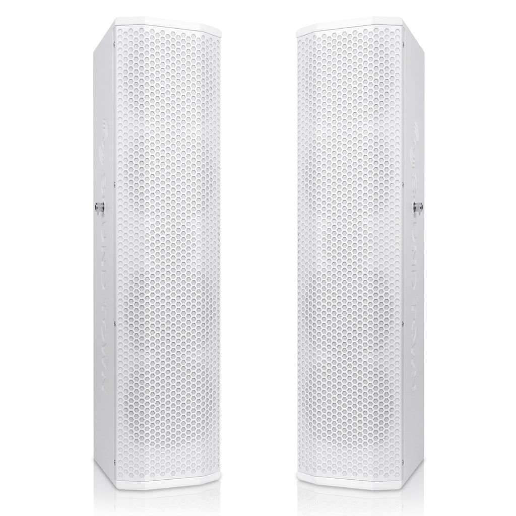 Sound Town CARPO-V5W Pair of Passive Wall-Mount Column Mini Line Array Speakers with 4 x 5” Woofers, White for Live Event, Church, Conference, Lounge, Commercial Audio Installation