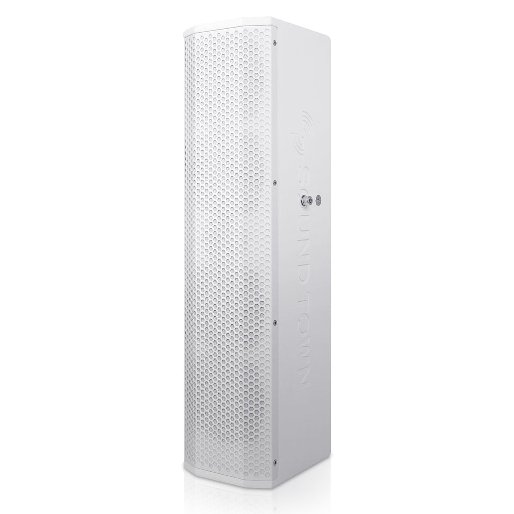 Sound Town CARPO-V5W Passive Wall-Mount Column Mini Line Array Speakers with 4 x 5” Woofers, White for Live Event, Church, Conference, Lounge, Commercial Audio Installation - Left Panel