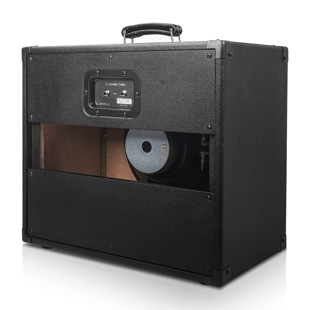 Sound Town GUC112OBBK 1 x 12" 65W Guitar Speaker Open-back Cabinet, Plywood, Black with removable rear panel