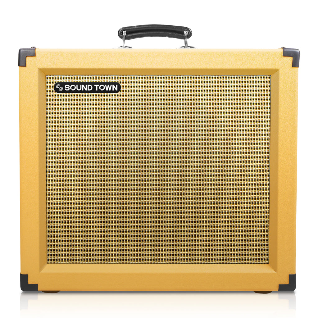 Sound Town GUC112OBOR 1 x 12" 65W Guitar Speaker Open-back Cabinet, Plywood, Orange with Carry Handles