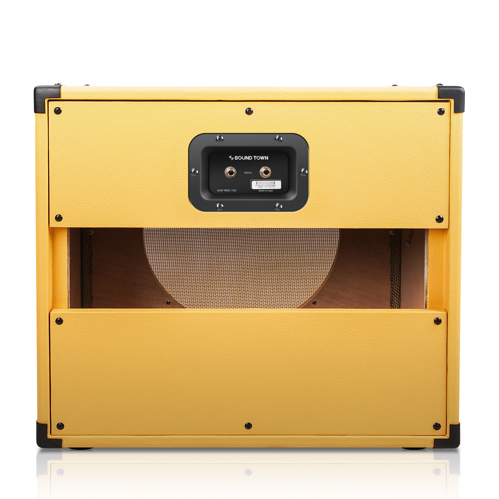 Sound Town GUC112OBOR-EC 1 x 12" Empty Open-back Guitar Speaker Cabinet, Plywood, Orange with Removable Rear Panel