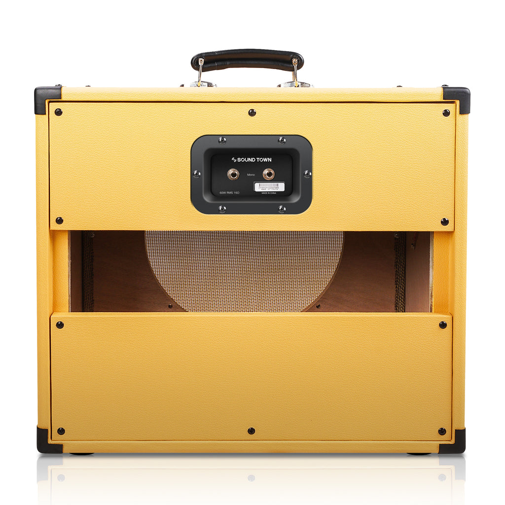 Sound Town GUC112OBOR-EC 1 x 12" Empty Open-back Guitar Speaker Cabinet, Plywood, Orange with Removable Rear Panel