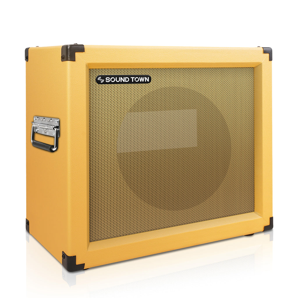 Sound Town GUC112OBOR-EC 1 x 12" Empty Open-back Guitar Speaker Cabinet, Plywood, Orange with Carry Handles