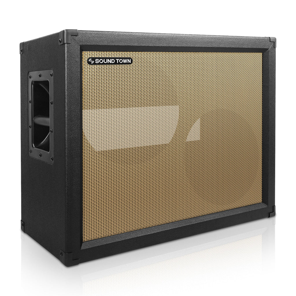 Sound Town GUC212OBBK-EC-R | REFURBISHED: 2 x 12" Empty Open-back Guitar Speaker Cabinet, Plywood, Black with Carry Handles, Refurbished