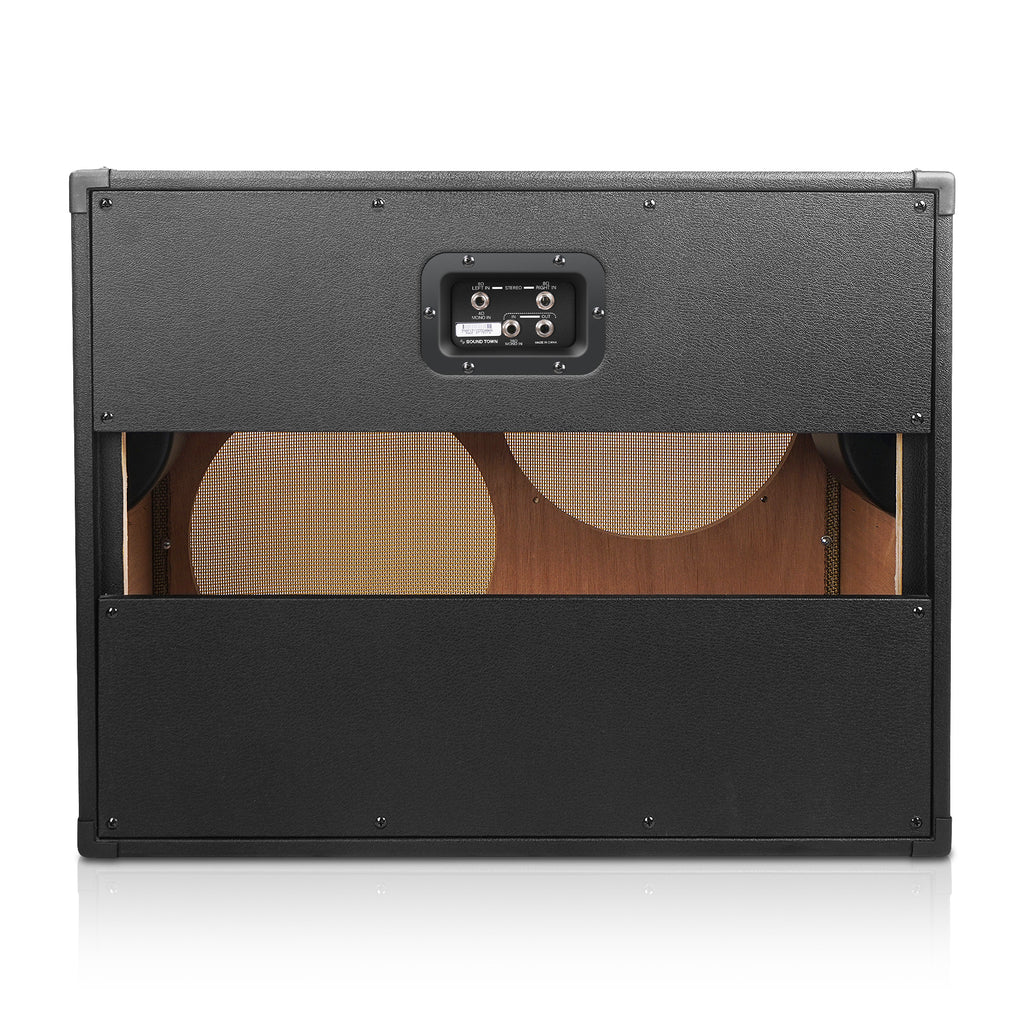 Sound Town GUC212OBBK-EC 2 x 12" Empty Open-back Guitar Speaker Cabinet, Plywood, Black with Removable Rear Panel