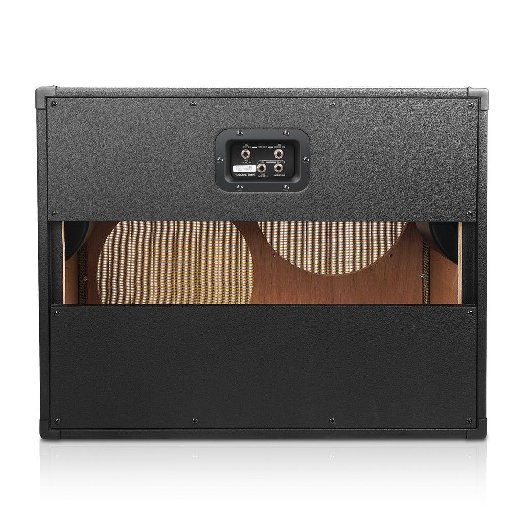 Sound Town GUC212OBBK-EC-R | REFURBISHED: 2 x 12" Empty Open-back Guitar Speaker Cabinet, Plywood, Black with Removable Rear Panel, Refurbished