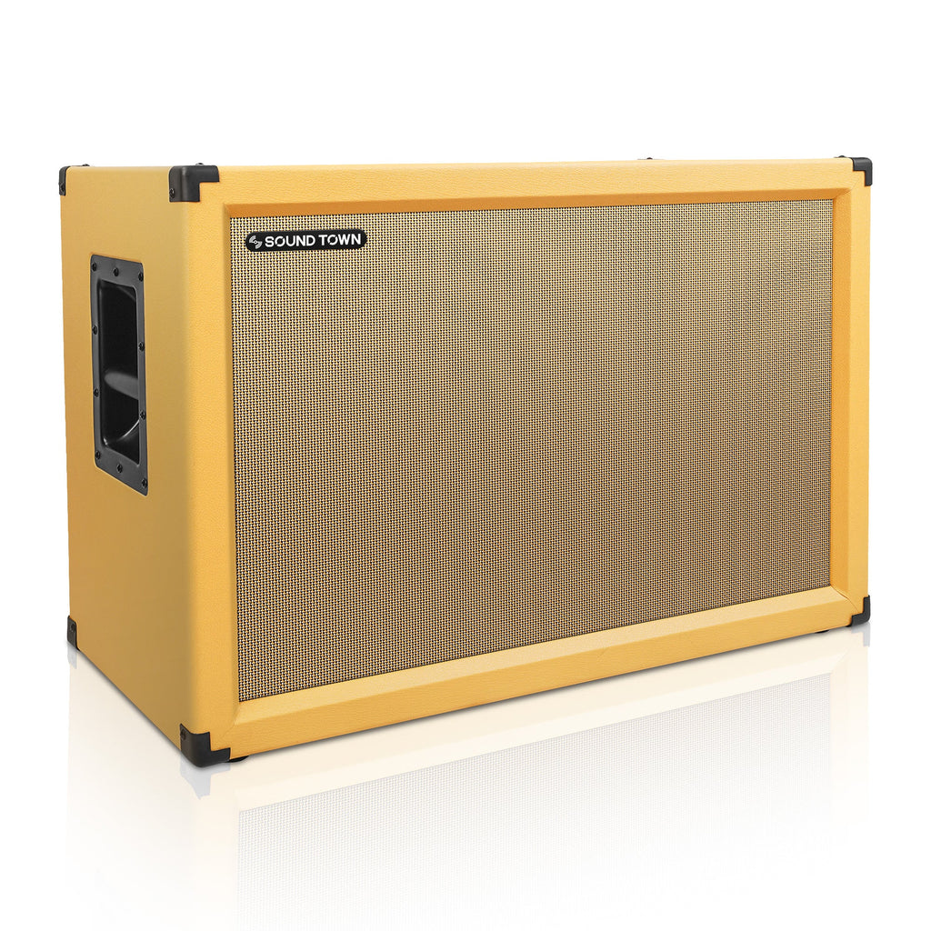 Sound Town GUC212OR-EC-r 2x12" Empty Guitar Speaker Cabinet, Birch Plywood, Orange, Wheat Cloth Grill, Front or Rear Loading, Compatible with Celestion/Eminence Speakers, Refurbished - Contemporary Design
