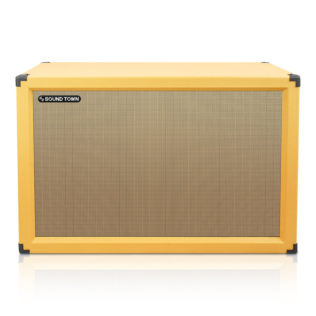 Sound Town GUC212OR-EC-R 2x12" Empty Guitar Speaker Cabinet, Birch Plywood, Orange, Wheat Cloth Grill, Front or Rear Loading, Compatible with Celestion/Eminence Speakers, Refurbished - Vintage Design