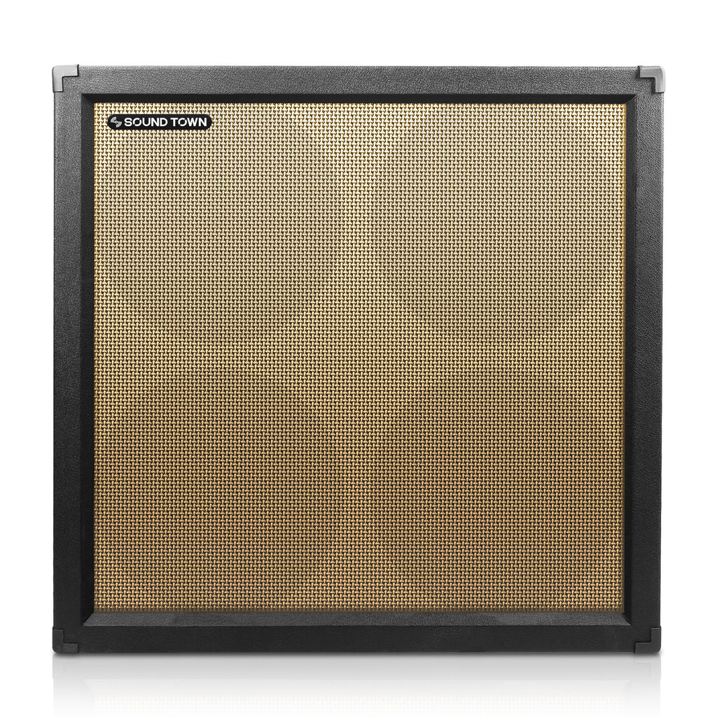 Sound Town GUC412BK-EC 4 x 12" Empty Closed-back Guitar Speaker Cabinet, Plywood, Black with Wheat Grill Front Panel