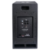 Sound Town KALE-208BCE CARME Series 10” 600W Powered PA/DJ Subwoofer with Folded Horn Design, Black - Back Panel