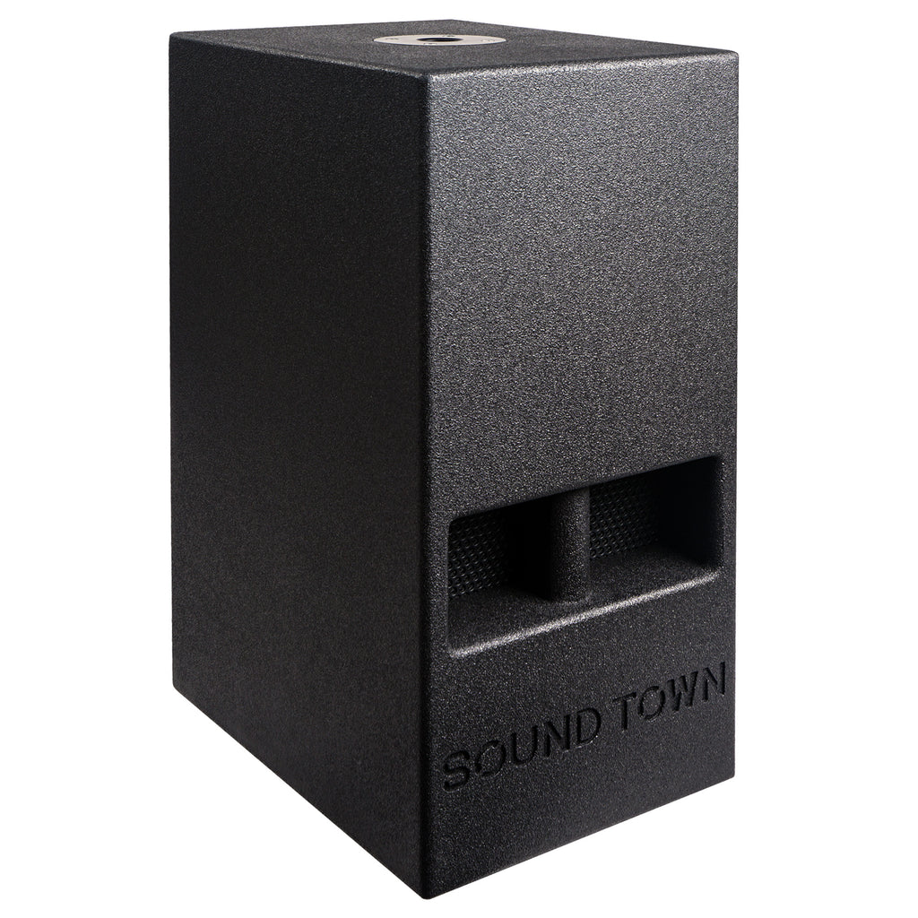 Sound Town KALE-208BCE CARME Series 10” 600W Powered PA/DJ Subwoofer with Folded Horn Design, Black - Right Panel