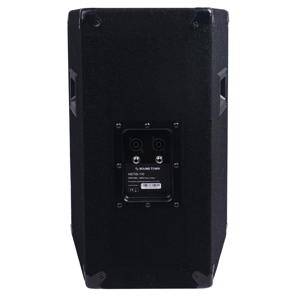Sound Town METIS-110 10" 400W Passive DJ/PA Speaker w/ Compression Driver for Live Sound, Karaoke, Bar, Church - Back Panel