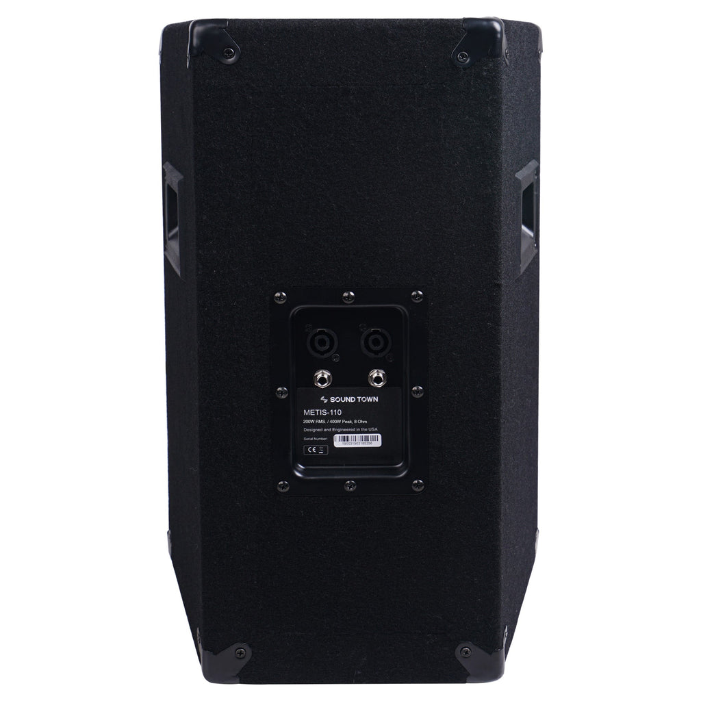 Sound Town METIS-110-R 10" 400W Passive DJ/PA Speaker w/ Compression Driver for Live Sound, Karaoke, Bar, Church, Refurbished - Back Panel