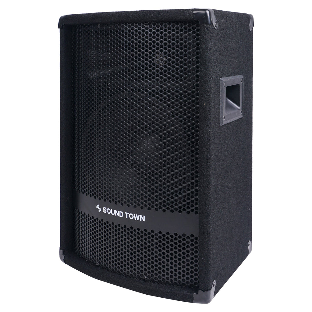 Sound Town METIS-110-R 10" 400W Passive DJ/PA Speaker w/ Compression Driver for Live Sound, Karaoke, Bar, Church, Refurbished - Left Panel