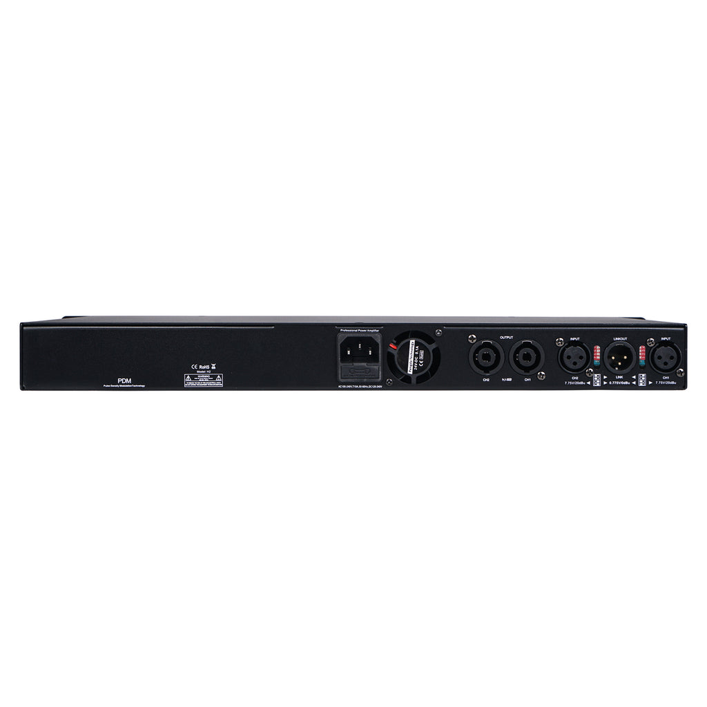 Sound Town METIS-112UPDM Class-D UPDM 5000W Peak Output, Ultra-Lightweight, DJ PA Pro Audio 2-Channel Power Amplifier, 2x 750W at 8-ohm - Back Panel