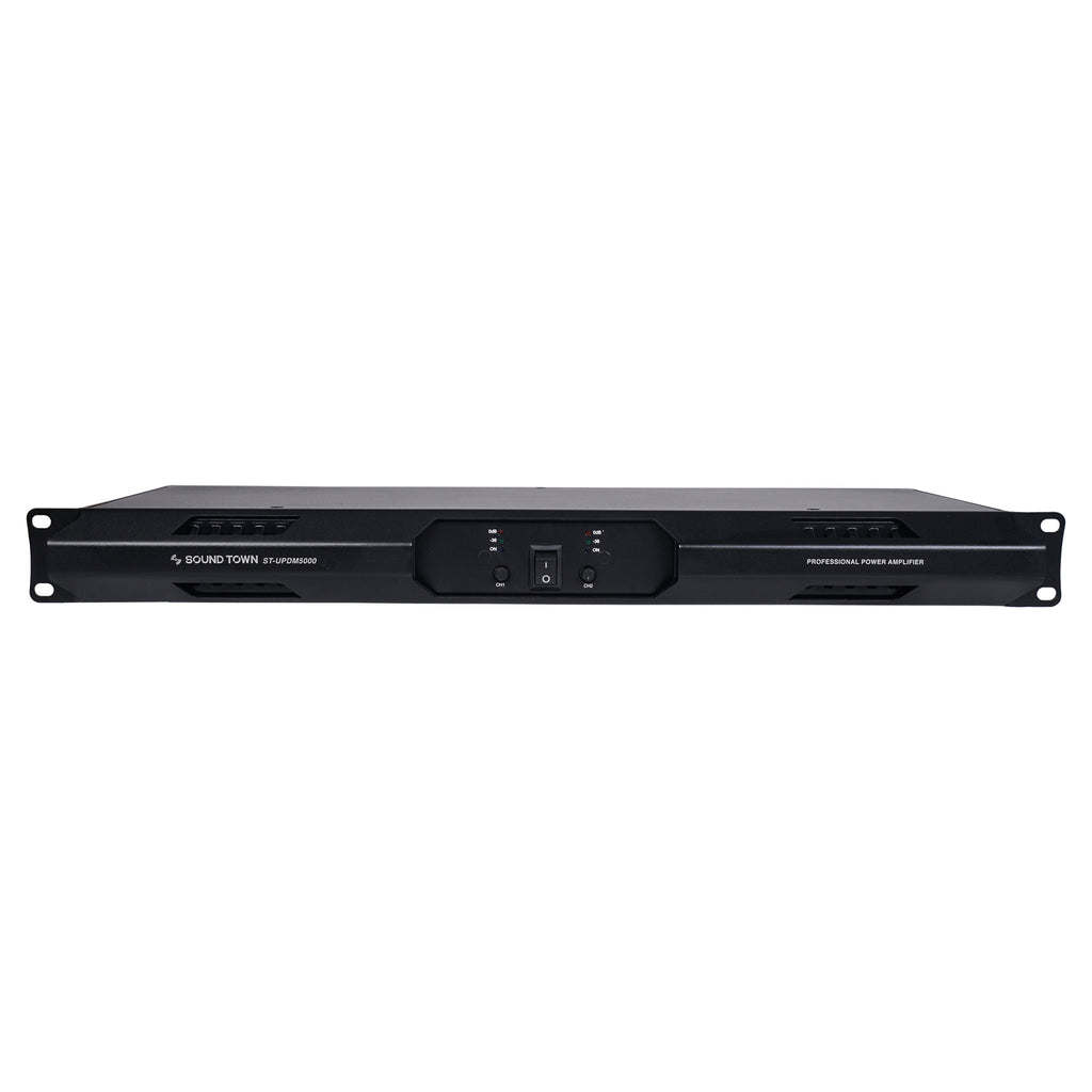 Sound Town METIS-112UPDM Class-D UPDM 5000W Peak Output, Ultra-Lightweight, DJ PA Pro Audio 2-Channel Power Amplifier, 2x 750W at 8-ohm - Front Panel