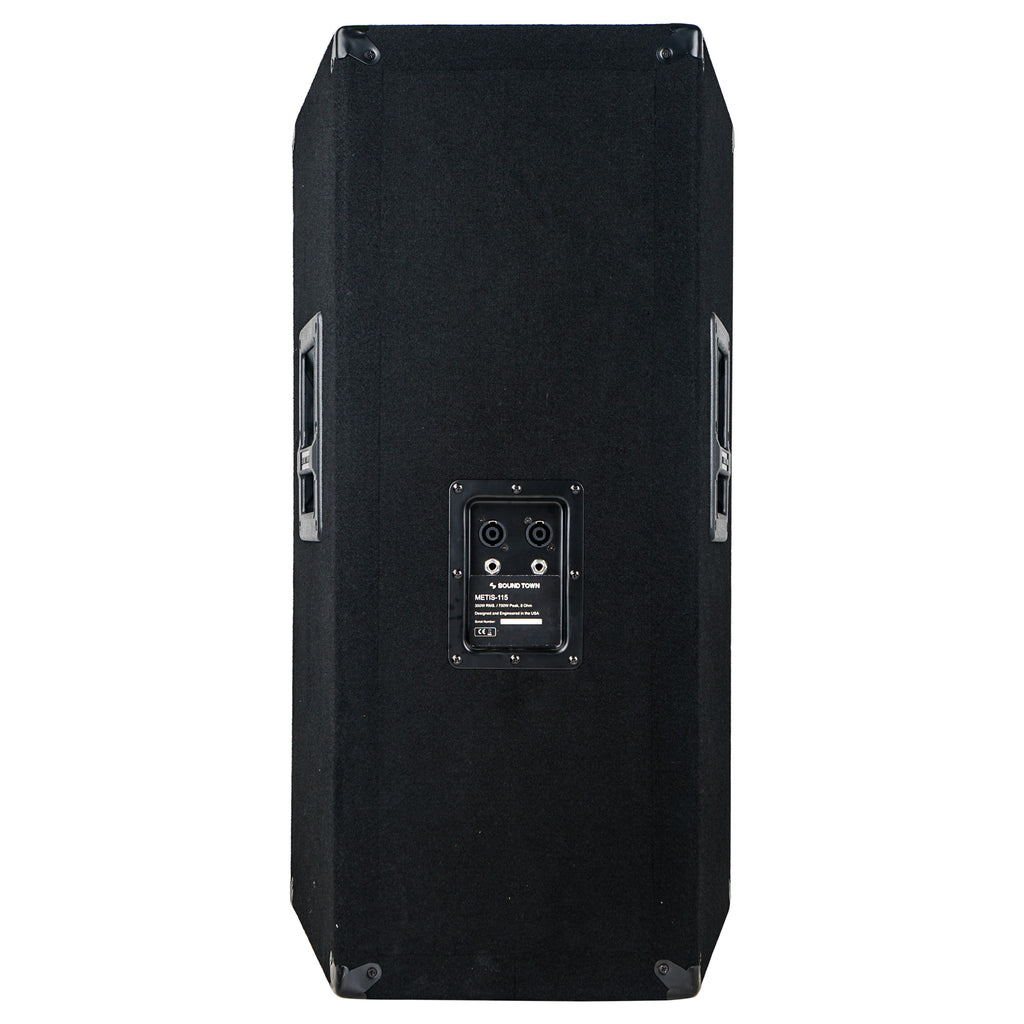 Sound Town METIS-115UPDM METIS Series 15” 700W 2-Way Full-range Passive DJ PA Pro Audio Speaker with Compression Driver for Live Sound, Karaoke, Bar, Church - Back Panel