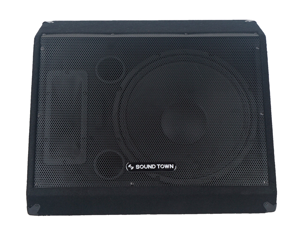 Sound Town METIS-15M-PAIR METIS Series 15” 600W Passive DJ PA Stage Floor Monitor Pro Audio Speaker w/ Compression Driver for Live Sound, Karaoke, Bar, Church - Front Panel