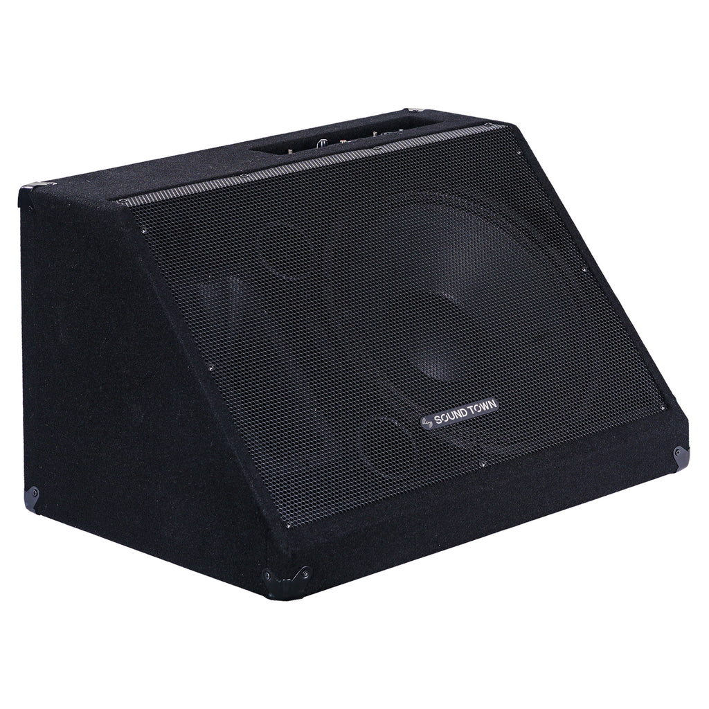 Sound Town METIS-15MPW METIS Series 15" 600W Powered DJ PA Stage Floor Monitor Speakers with Compression Driver for Live Sound, Bar, Church - Right Panel