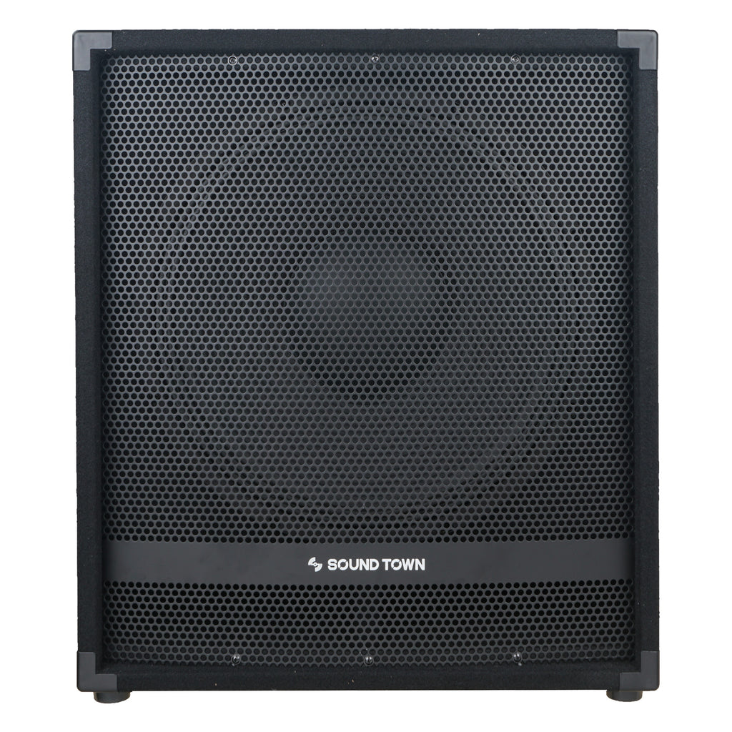 Sound Town METIS-15PWG METIS Series 1800 Watts 15” Powered Subwoofer with Class-D Amplifier, 4-inch Voice Coil, High-Pass Filter - Front Panel