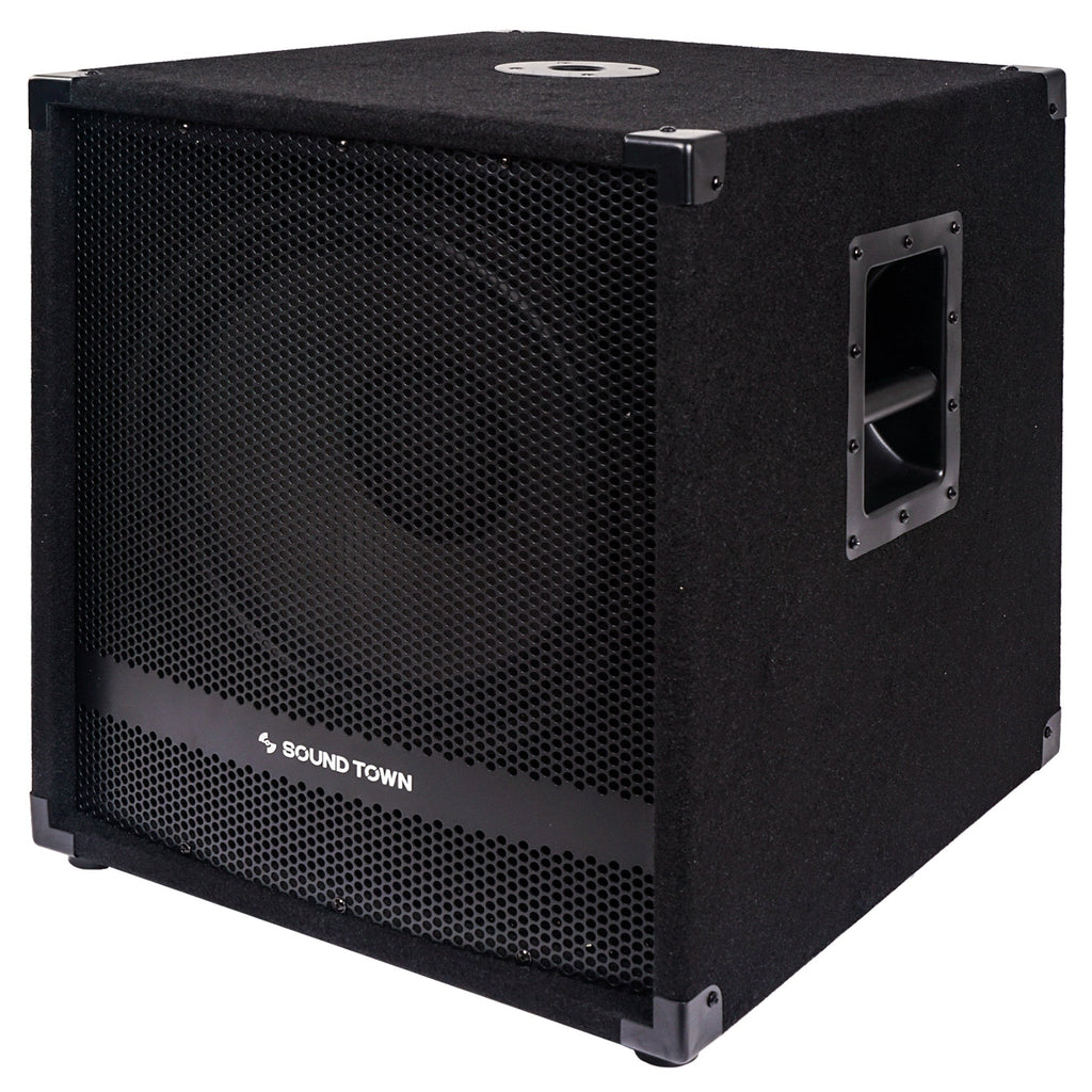 Sound Town METIS-15SDPW-R METIS Series 1800 Watts 15” Powered PA DJ Subwoofer with Class-D Amplifier, 4-inch Voice Coil, Refurbished - Left Panel