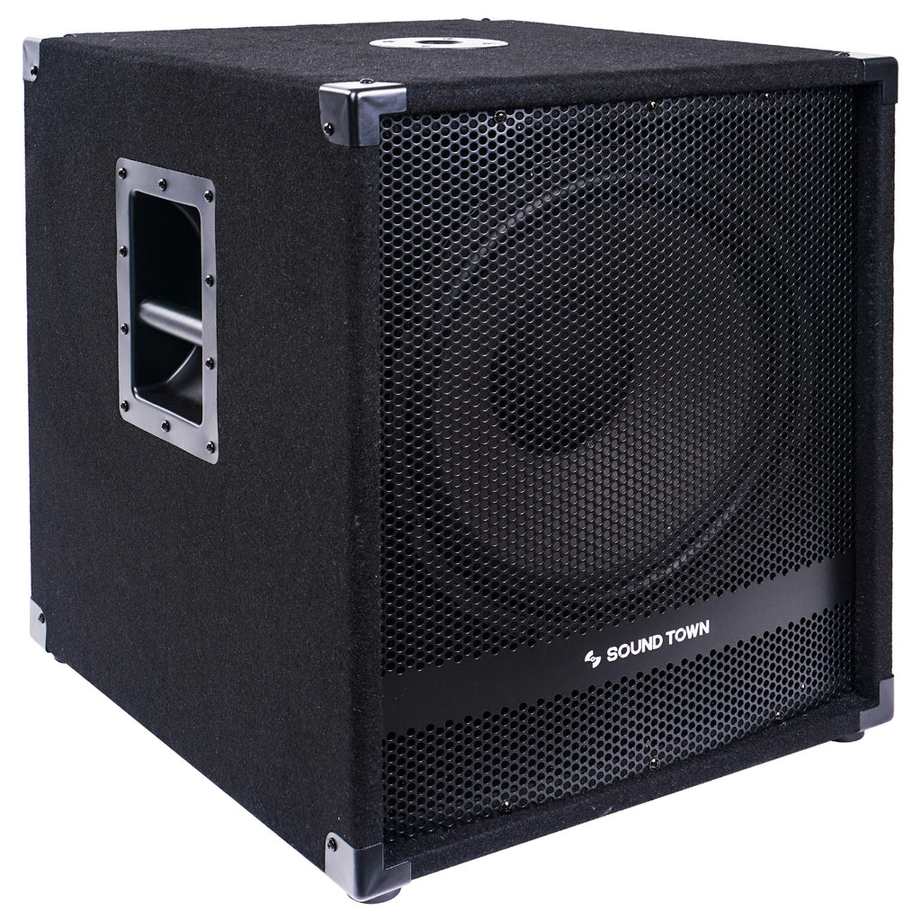 Sound Town METIS-15SDPW-PAIR Pair of 15” 3600 Watts Powered PA DJ Subwoofers with Class-D Amplifier, 4-inch Voice Coil - Right Panel