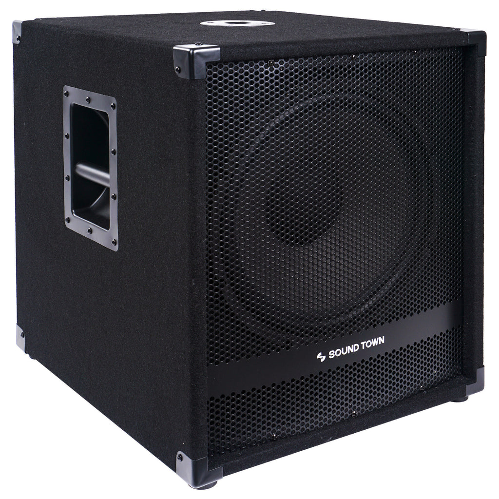 Sound Town METIS-15SPW2.1 METIS Series 15" 1600 Watts Powered Subwoofers with Speaker Outputs, DJ PA Pro Audio Sub with 4-inch Voice Coil - Right Side Panel