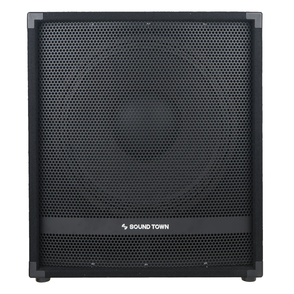 Sound Town METIS-18PWG-PAIR Pair of 18" 2400W Powered Subwoofers with Class-D Amplifiers, 4" Voice Coils, High-Pass Filters - Front Panel