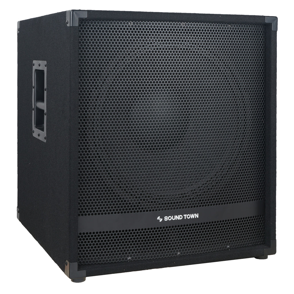 Sound Town METIS-18PWG-PAIR Pair of 18" 2400W Powered Subwoofers with Class-D Amplifiers, 4" Voice Coils, High-Pass Filters - Right Panel