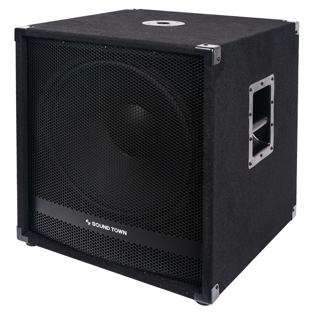 Sound Town METIS-18SDPW-PAIR Pair of 18” 4800 Watts Powered Subwoofers with Class-D Amplifier, 4-inch Voice Coil - Left Side Panel