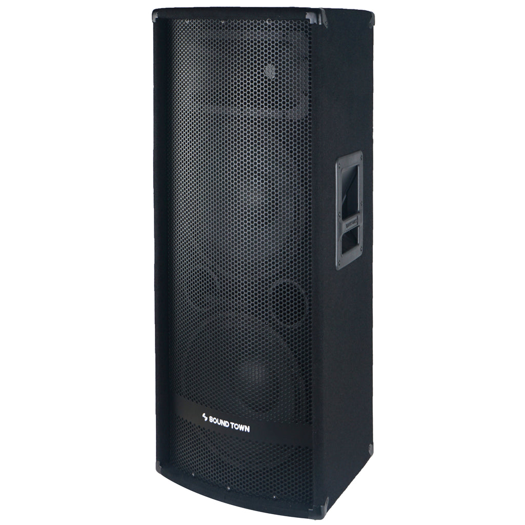 Sound Town METIS-212 METIS Series Dual 12" 1200W 2-Way Full-range Passive DJ PA Pro Audio Speaker w/ Titanium Compression Driver for Live Sound, Karaoke, Bar, Church - Left Side