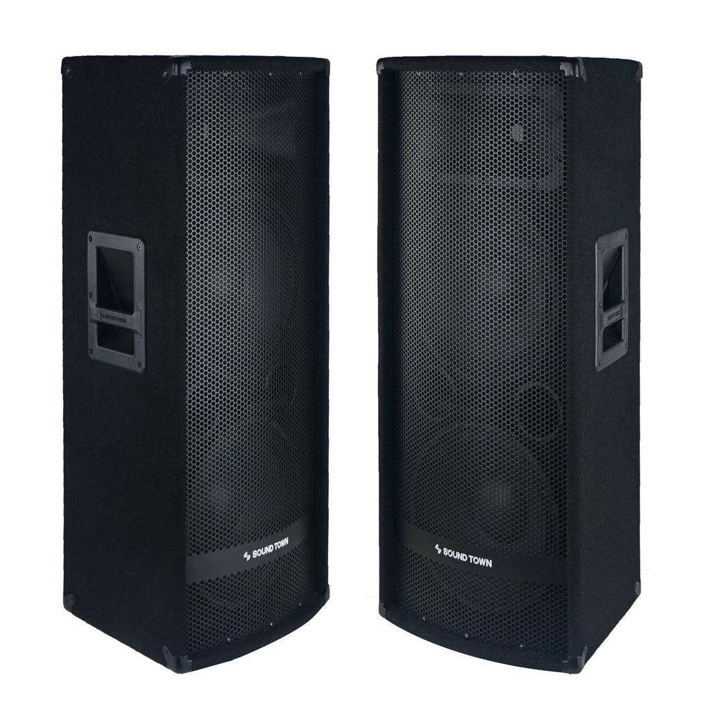 Sound Town METIS-212-PAIR METIS Series 2-Pack Dual 12" 1200W 2-Way Full-range Passive DJ PA Pro Audio Speaker with Titanium Compression Driver for Live Sound, Karaoke, Bar, Church - 4 Ohms