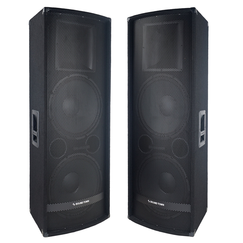 Sound Town METIS-215-PAIR METIS Series Dual 15” 1400W 2-Way Full-range Passive DJ PA Pro Audio Speaker with Titanium Compression Driver for Live Sound, Karaoke, Bar, Church - Heavy Duty Grille