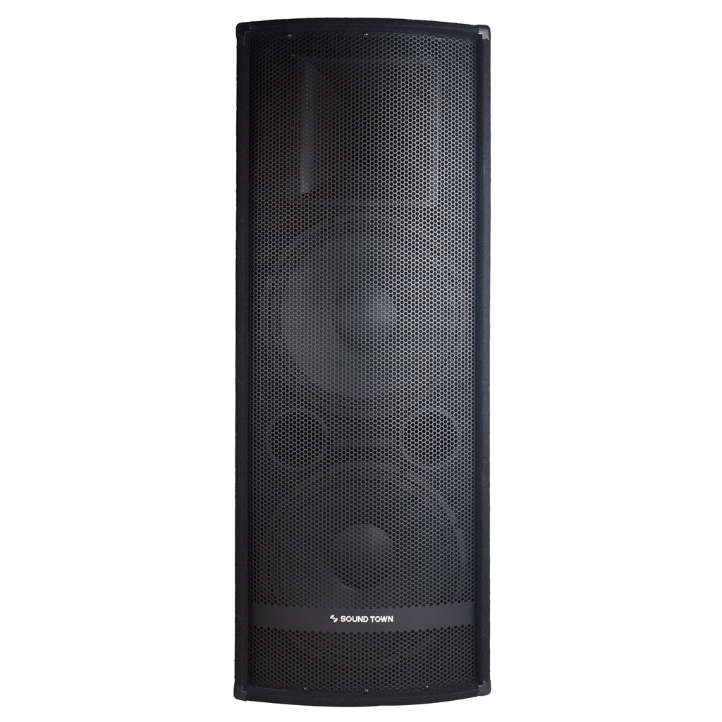 Sound Town METIS-215UPDM METIS Series Dual 15” 1400W 2-Way Full-range Passive DJ PA Pro Audio Speaker with Titanium Compression Driver for Live Sound, Karaoke, Bar, Church - Front Panel