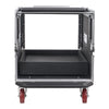 Sound Town MR-DR10U 10U PA DJ Pro Audio Rack/Road ATA Case w/ 2U Drawer, 11U Slant Mixer Top, Casters, Pro Tour Grade - Removable Covers, Back of the Case