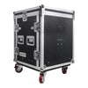 Sound Town MR-DR12UT 12U PA DJ Pro Audio Rack/Road ATA Case w/ 2U Drawer, 11U Slant Mixer Top, DJ Work Table, Casters, Pro Tour Grade - Transportable