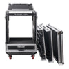 Sound Town MR-DR14UT 14U PA DJ Pro Audio Rack/Road ATA Case w/ 2U Drawer, 11U Slant Mixer Top, DJ Work Table, Casters, Pro Tour Grade - Removable Front, Back, Top, Covers