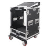 Sound Town MR-DR14UT 14U PA DJ Pro Audio Rack/Road ATA Case w/ 2U Drawer, 11U Slant Mixer Top, DJ Work Table, Casters, Pro Tour Grade - Side Panel View