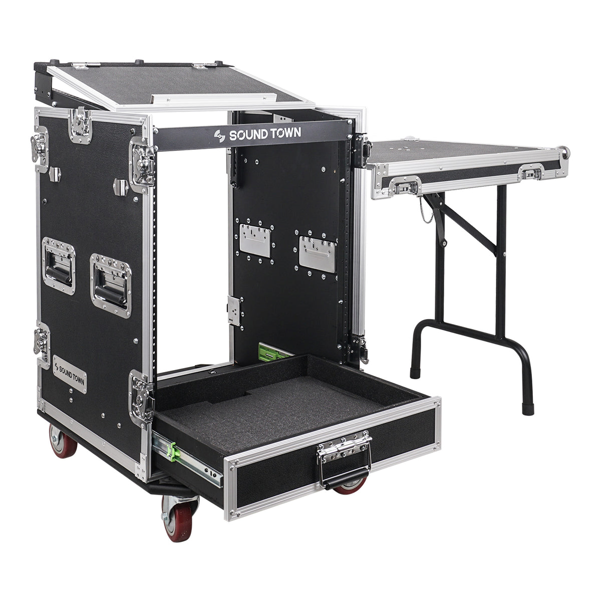 Digital Mixer Rack Case MR-DR14UT | 14U Rack Case w/ 2U Drawer, 11U Slant Mixer Top, DJ Table ...