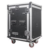 Sound Town MR-DR14UT 14U PA DJ Pro Audio Rack/Road ATA Case w/ 2U Drawer, 11U Slant Mixer Top, DJ Work Table, Casters, Pro Tour Grade - Transportable