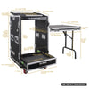 Sound Town MR-DR16UT 16U PA DJ Pro Audio Rack/Road ATA Case w/ 2U Drawer, 11U Slant Mixer Top, DJ Work Table, Casters, Pro Tour Grade - Internal and External Size and Dimensions