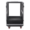 Sound Town MR-DR16UT2-R 16U PA DJ Pro Audio Rack/Road ATA Case w/ 2U Drawer, 11U Slant Mixer Top, Two DJ Work Tables, Casters, Pro Tour Grade, Refurbished - Back View of Flight Case