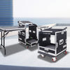 Sound Town MR-DR16UT2-R 16U PA DJ Pro Audio Rack/Road ATA Case w/ 2U Drawer, 11U Slant Mixer Top, Two DJ Work Tables, Casters, Pro Tour Grade, Refurbished - Flight Case