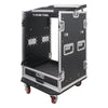 Sound Town MR-DR16UT2-R 16U PA DJ Pro Audio Rack/Road ATA Case w/ 2U Drawer, 11U Slant Mixer Top, Two DJ Work Tables, Casters, Pro Tour Grade, Refurbished - Side View