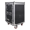 Sound Town MR-DR16UT2-R 16U PA DJ Pro Audio Rack/Road ATA Case w/ 2U Drawer, 11U Slant Mixer Top, Two DJ Work Tables, Casters, Pro Tour Grade, Refurbished - Transportable