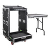 Sound Town MR-DR16UT 16U PA DJ Pro Audio Rack/Road ATA Case w/ 2U Drawer, 11U Slant Mixer Top, DJ Work Table, Casters, Pro Tour Grade - Touring Events